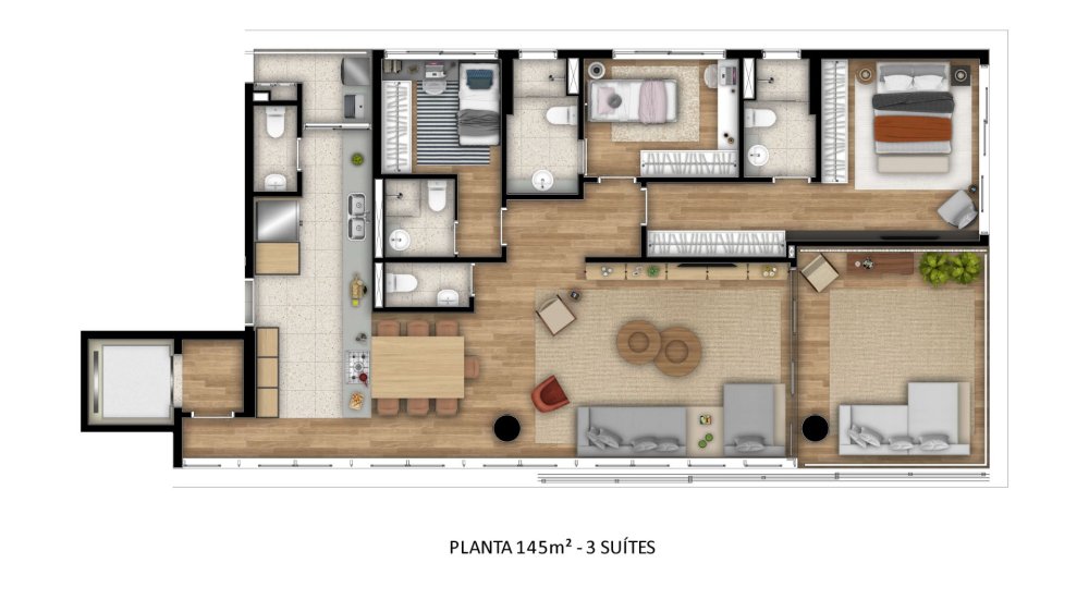 PLANTA 145 M� - 03 SU�TES