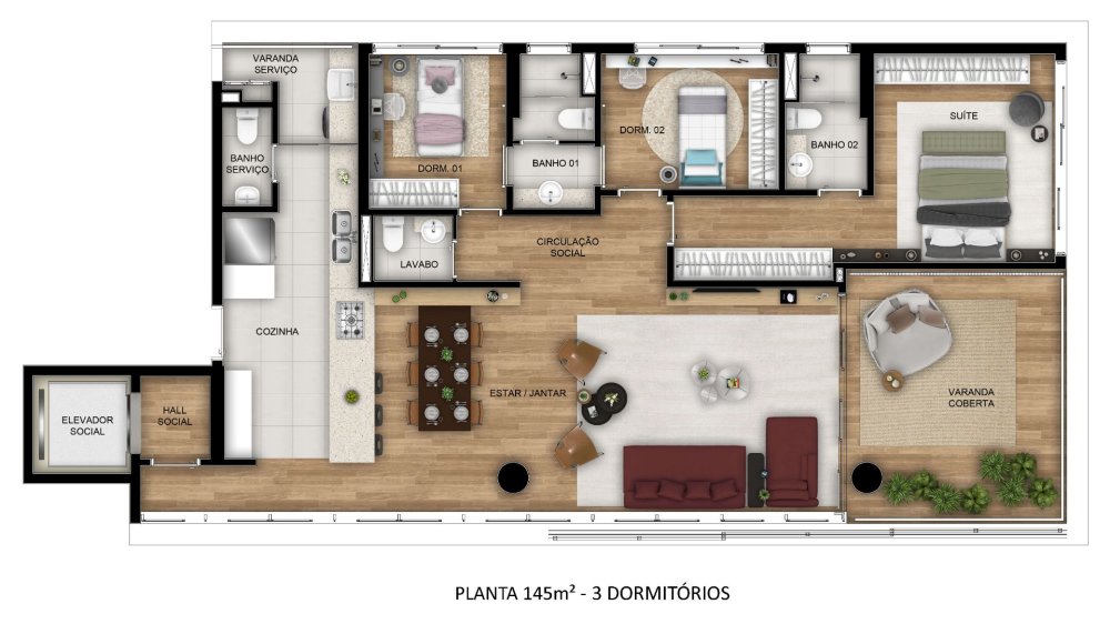 PLANTA 145 M� -03 DORMIT�RIOS